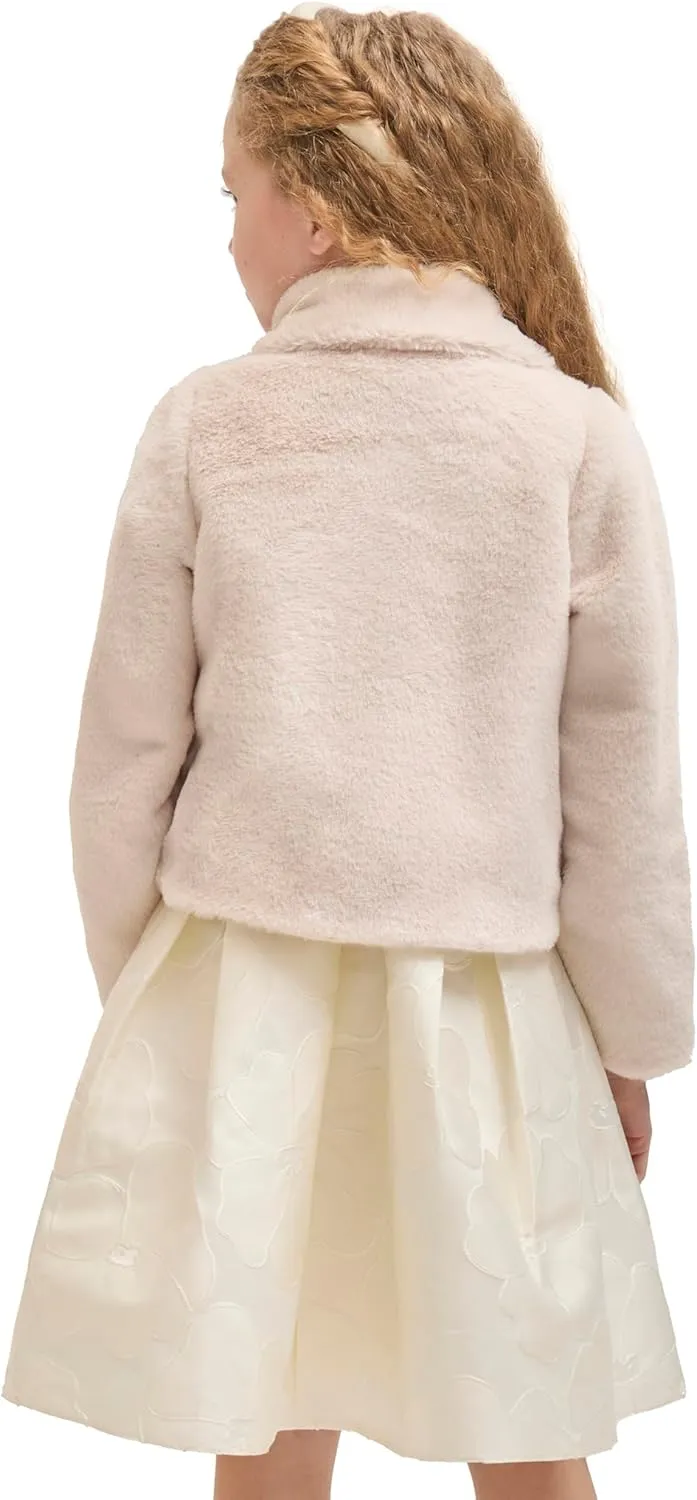 Lilax Girls Faux Fur Bolero Shrug Button Closure Cozy Jacket