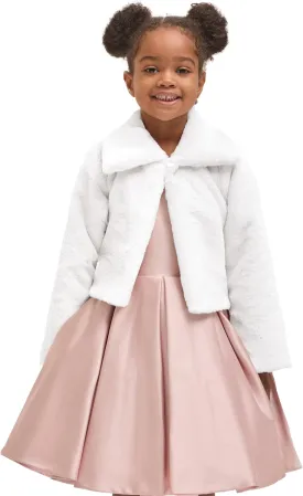 Lilax Girls Faux Fur Bolero Shrug Button Closure Cozy Jacket