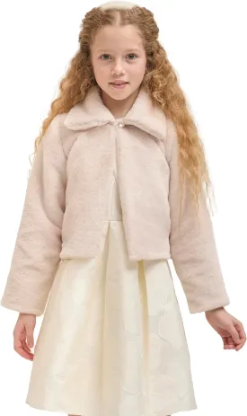 Lilax Girls Faux Fur Bolero Shrug Button Closure Cozy Jacket