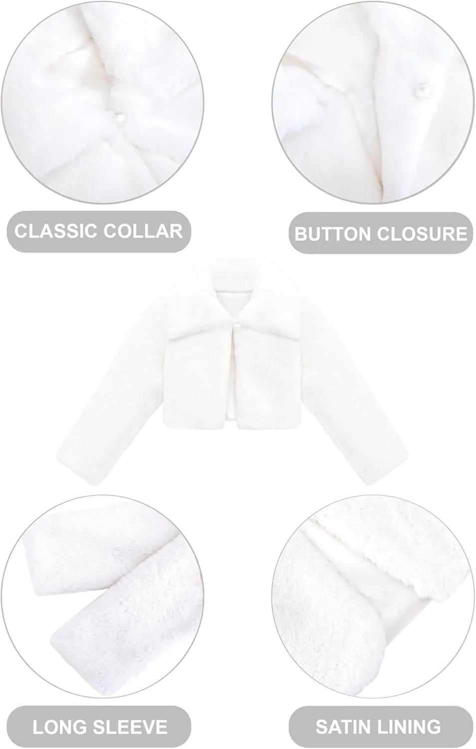 Lilax Girls Faux Fur Bolero Shrug Button Closure Cozy Jacket