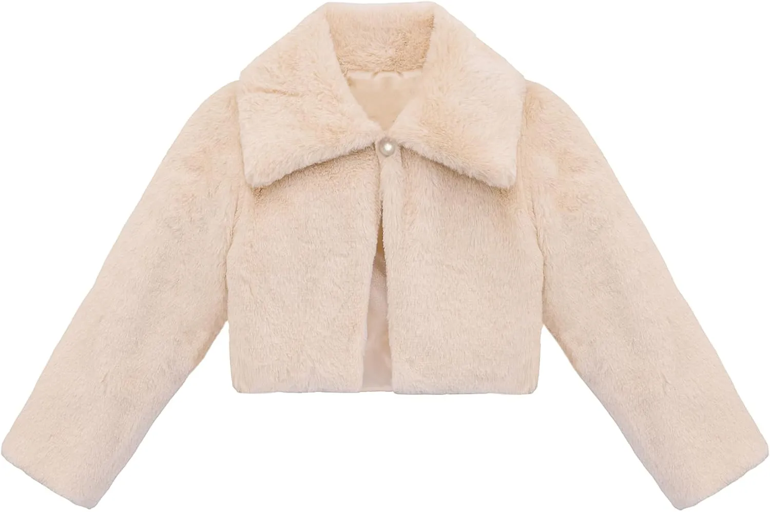 Lilax Girls Faux Fur Bolero Shrug Button Closure Cozy Jacket