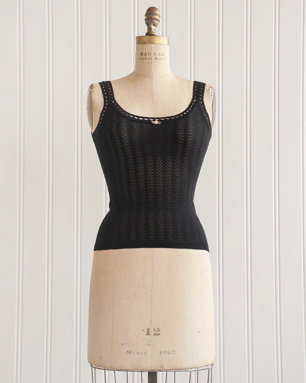 Lilith Pointelle Top - Black