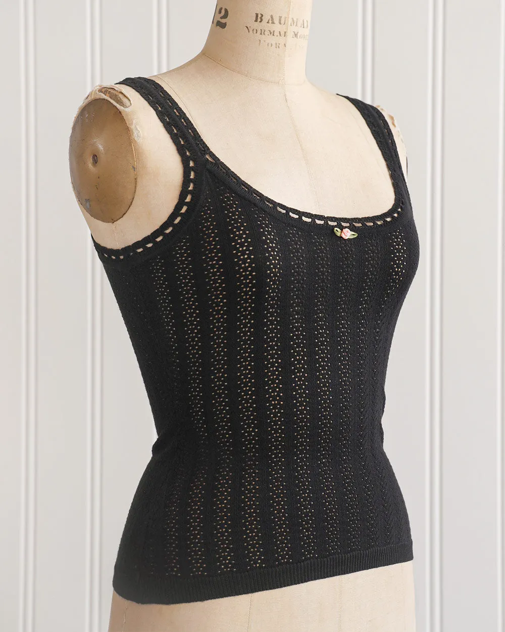 Lilith Pointelle Top - Black