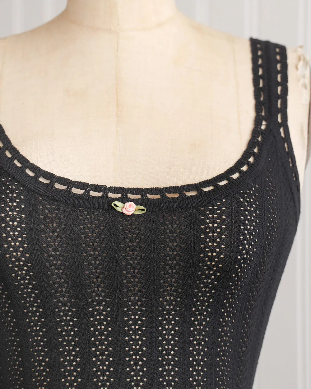 Lilith Pointelle Top - Black