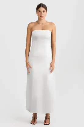 Lola Strapless Midi Dress White