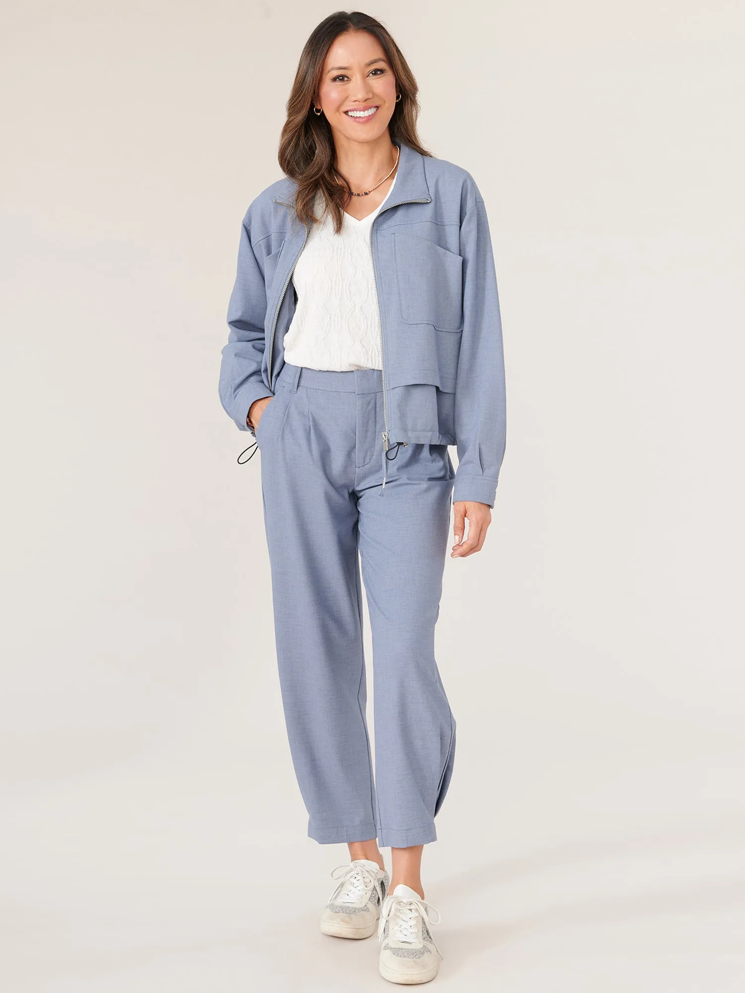 Long Sleeve Double Layer Zip Front Bomber Jacket