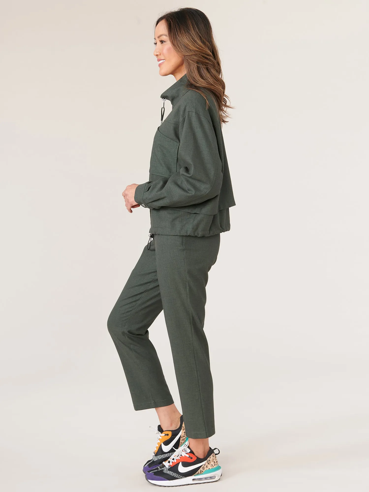Long Sleeve Double Layer Zip Front Bomber Jacket