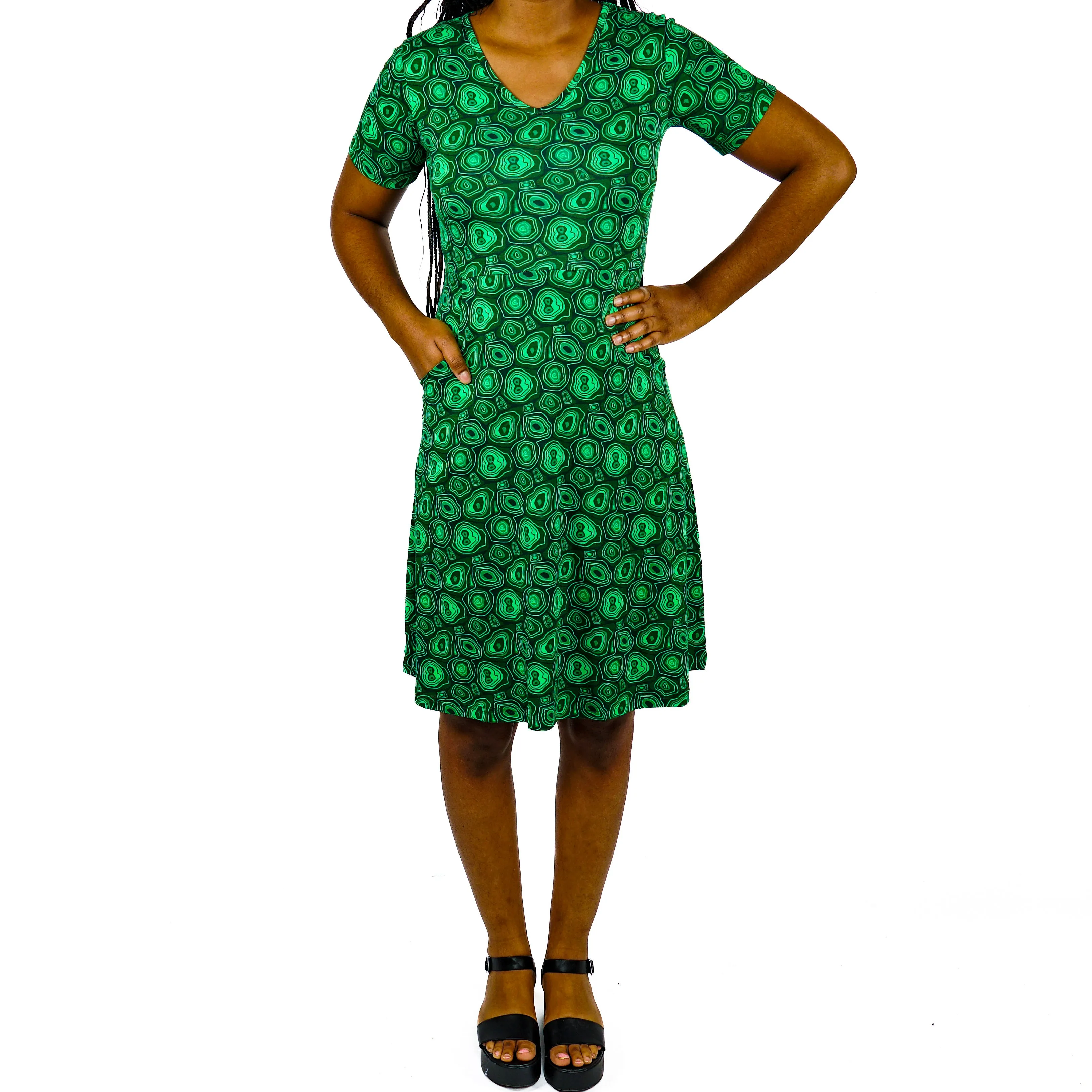 Malachite A-Line Dress (With Waist Seam) [FINAL SALE}