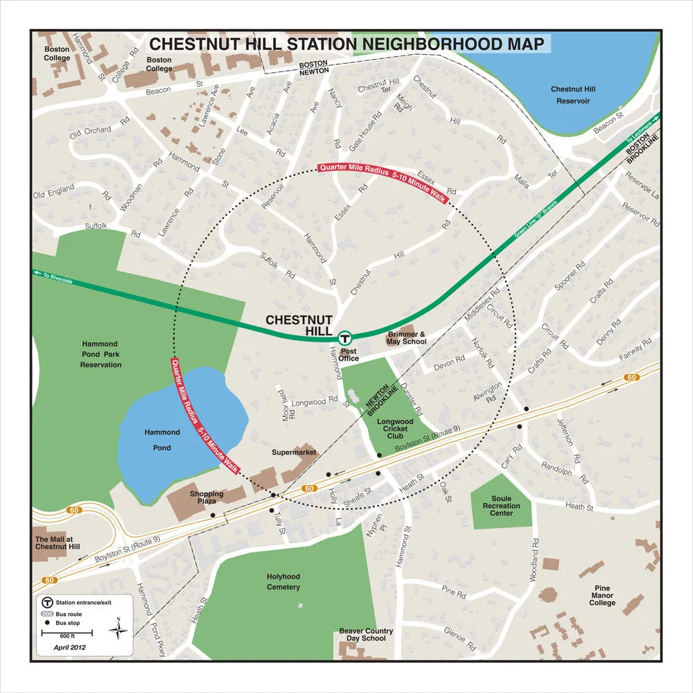 MBTA Chestnut Hill Station Neighborhood Map (Apr. 2012)