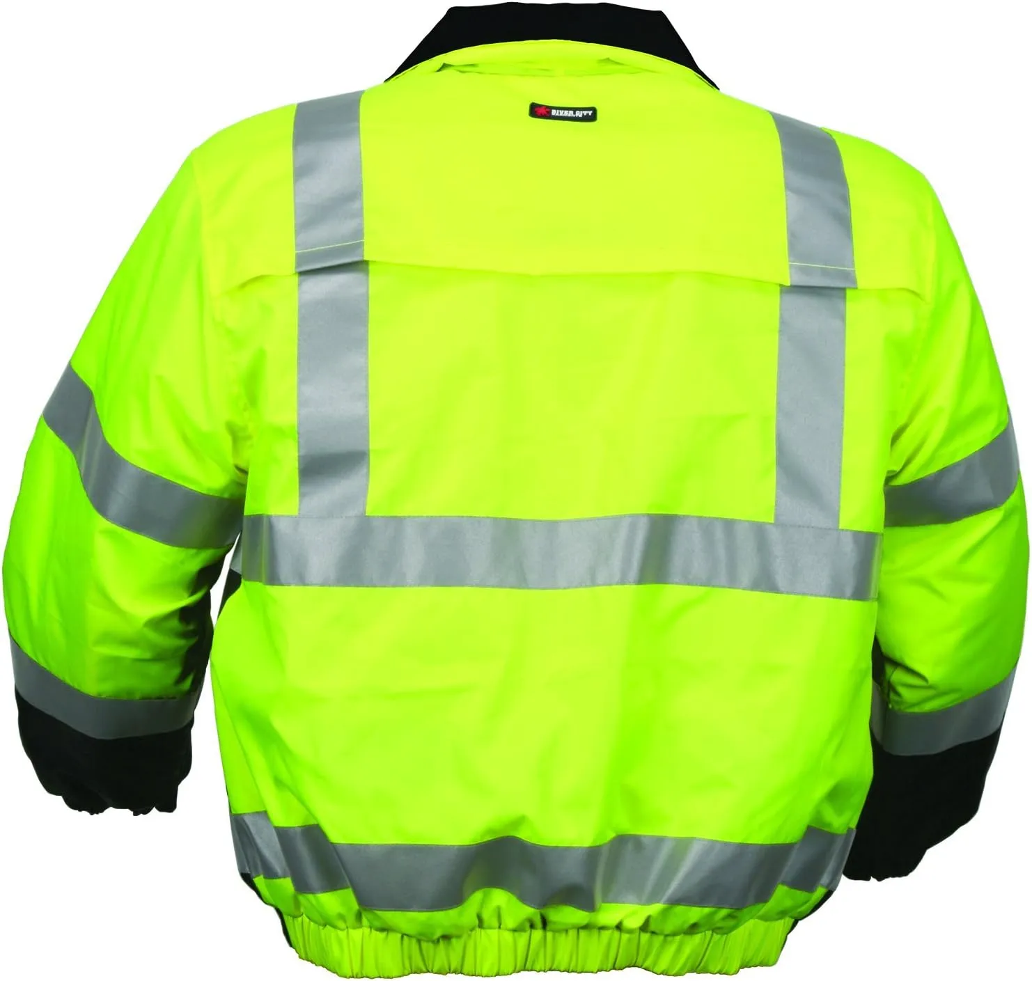 MCR Safety BBCL3LX4 Luminator Class 3 Insulated Polyester Water Resistant Two-Tone Bomber Jacket with 3M Silver Reflective Stripes, Fluorescent Lime Green, 4X-Large