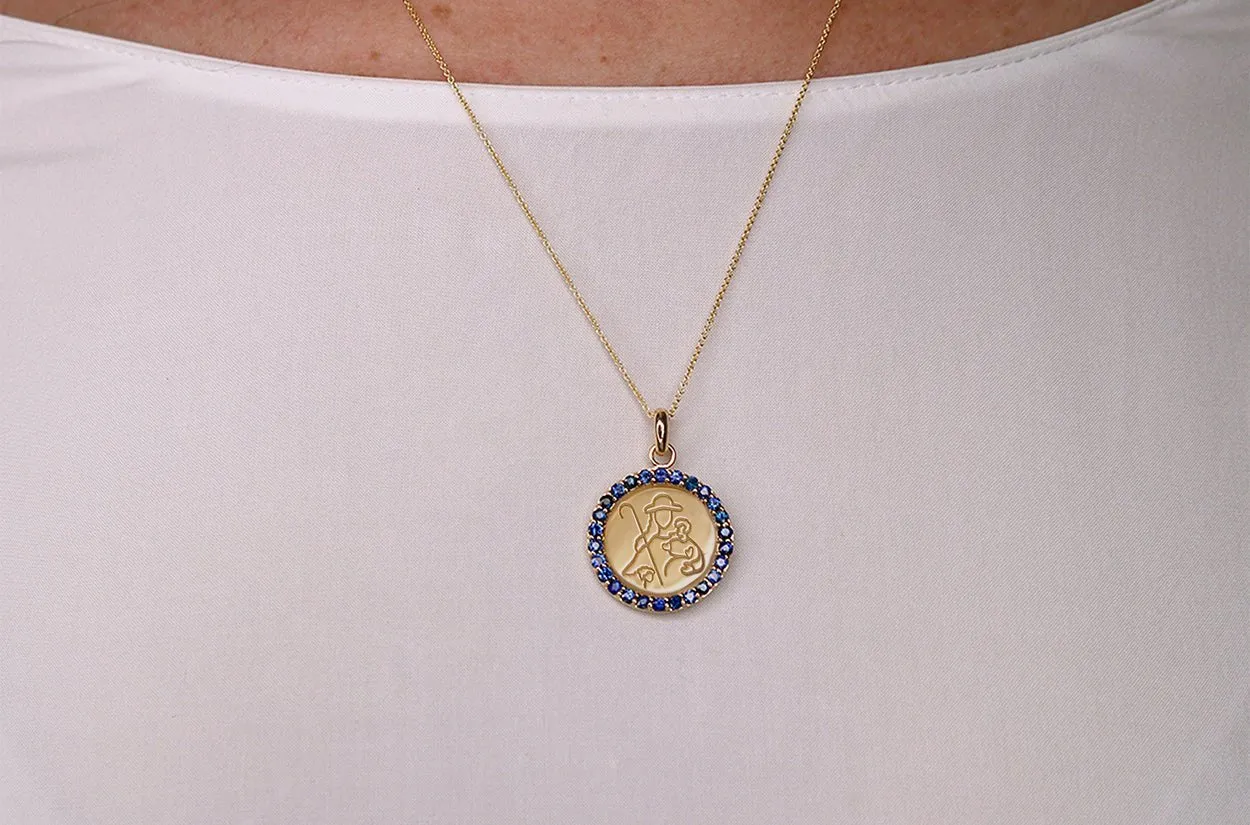Medal Divine Shepherdes | Divina Pastora Gold & Blue Sapphires
