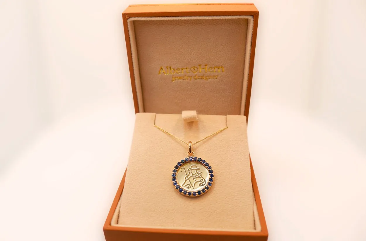Medal Divine Shepherdes | Divina Pastora Gold & Blue Sapphires