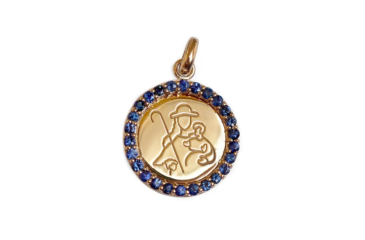 Medal Divine Shepherdes | Divina Pastora Gold & Blue Sapphires