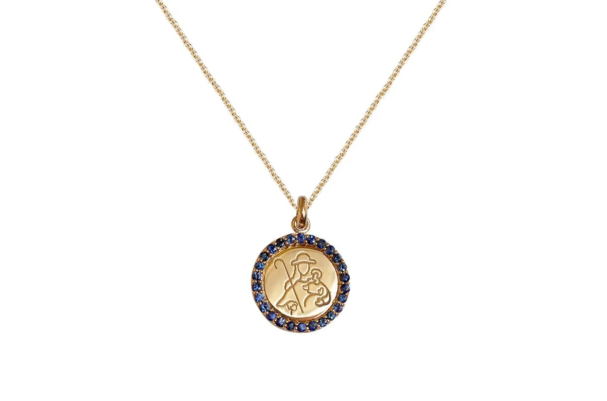 Medal Divine Shepherdes | Divina Pastora Gold & Blue Sapphires