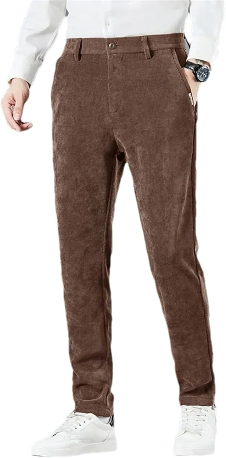 Men's Classic Pants Autumn Casual Corduroy Pants High Waist Trousers Male Business Korean Solid Slim Fit Man Pants
