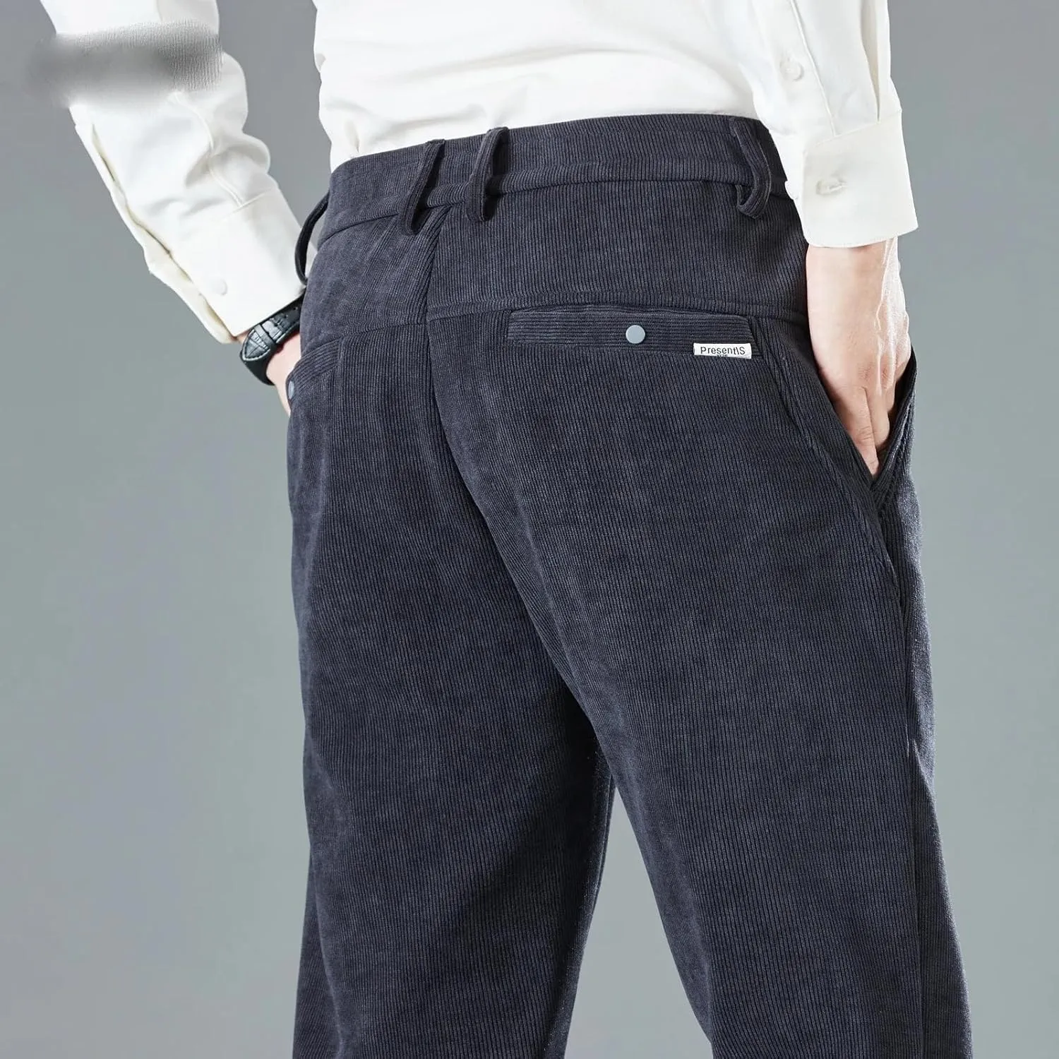 Men's Classic Pants Autumn Casual Corduroy Pants High Waist Trousers Male Business Korean Solid Slim Fit Man Pants