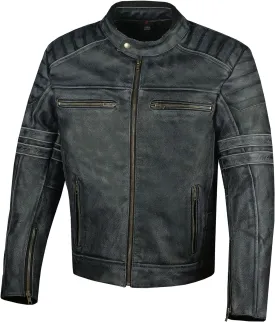Men's SHADOW Motorcycle Jacket - Distressed Cowhide Leather  Armor High Visibility Vintage Biker Jacket Black XL
