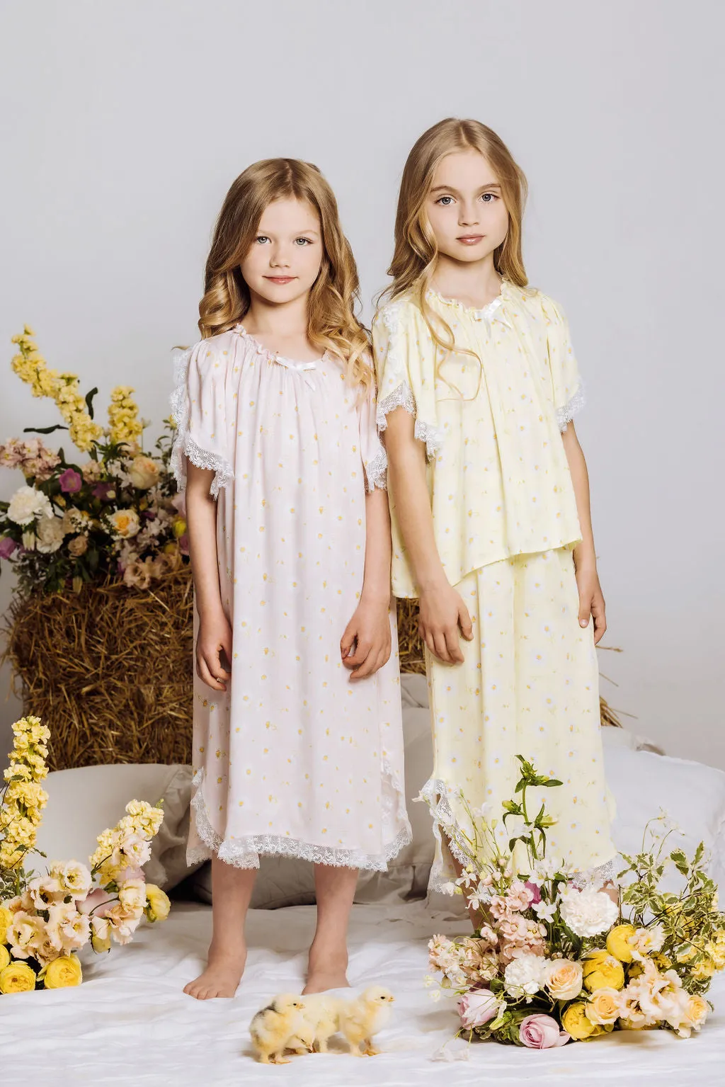 MILANA - GIRLS VISCOSE PYJAMA YELLOW DAISY PRINT