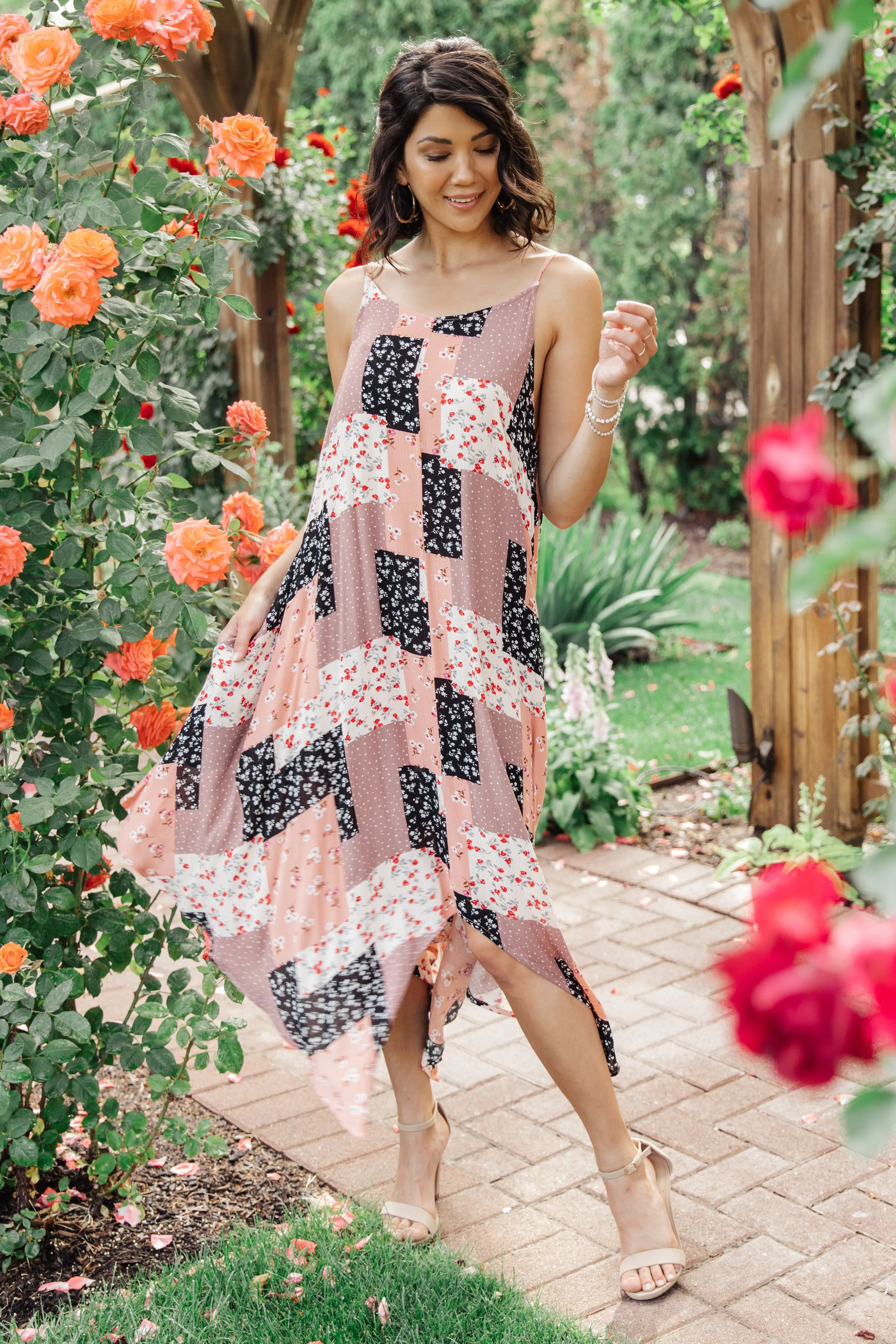 Mix and Patch Dress in Pink
