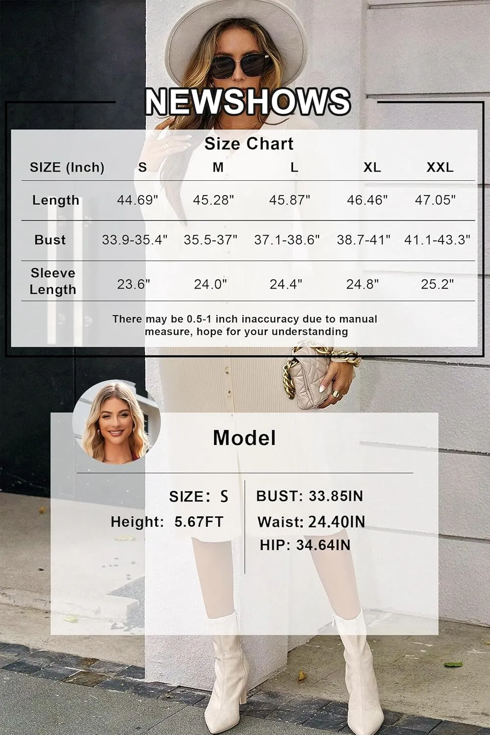Newshows Womens Fall Sweater Dress 2024 Long Sleeve Oufits Trendy Bodycon Split V Neck Ribbed Knit Button Casual Midi Dresses