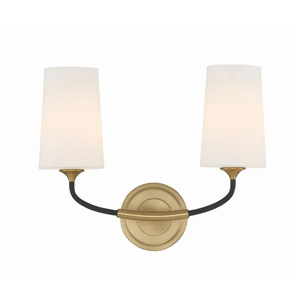 Niles 2 Light Black Forged   Modern Gold Sconce