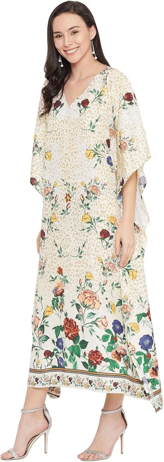 Oussum Women Long Maxi Plus Size Polyester Kaftan Caftan Gown Beach Party Casual Dress