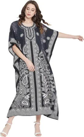 Oussum Women Long Maxi Plus Size Polyester Kaftan Caftan Gown Beach Party Casual Dress