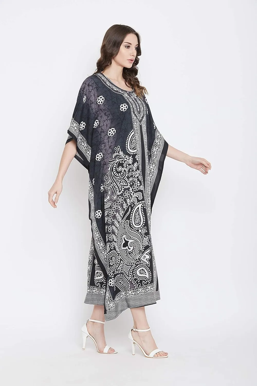 Oussum Women Long Maxi Plus Size Polyester Kaftan Caftan Gown Beach Party Casual Dress