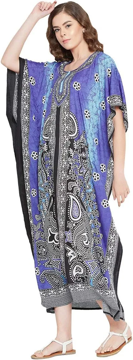 Oussum Women Long Maxi Plus Size Polyester Kaftan Caftan Gown Beach Party Casual Dress