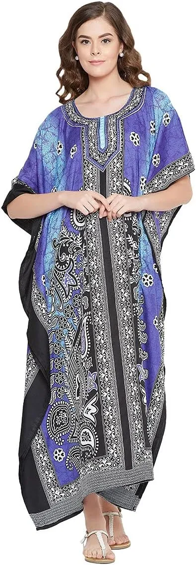 Oussum Women Long Maxi Plus Size Polyester Kaftan Caftan Gown Beach Party Casual Dress
