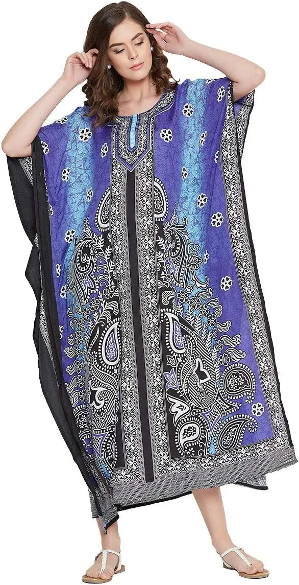 Oussum Women Long Maxi Plus Size Polyester Kaftan Caftan Gown Beach Party Casual Dress