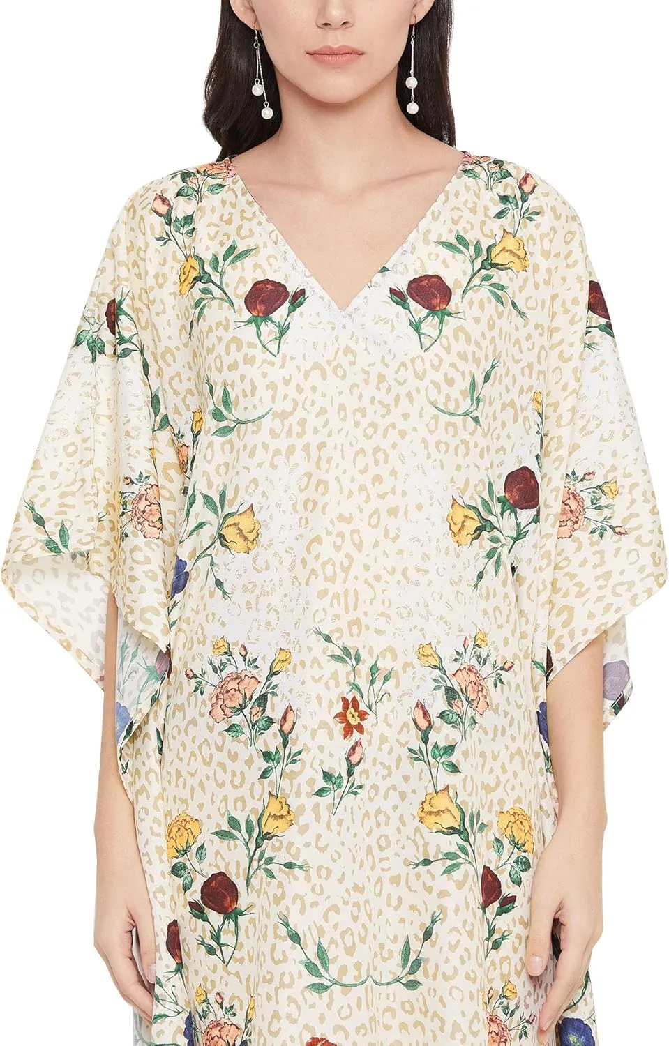 Oussum Women Long Maxi Plus Size Polyester Kaftan Caftan Gown Beach Party Casual Dress