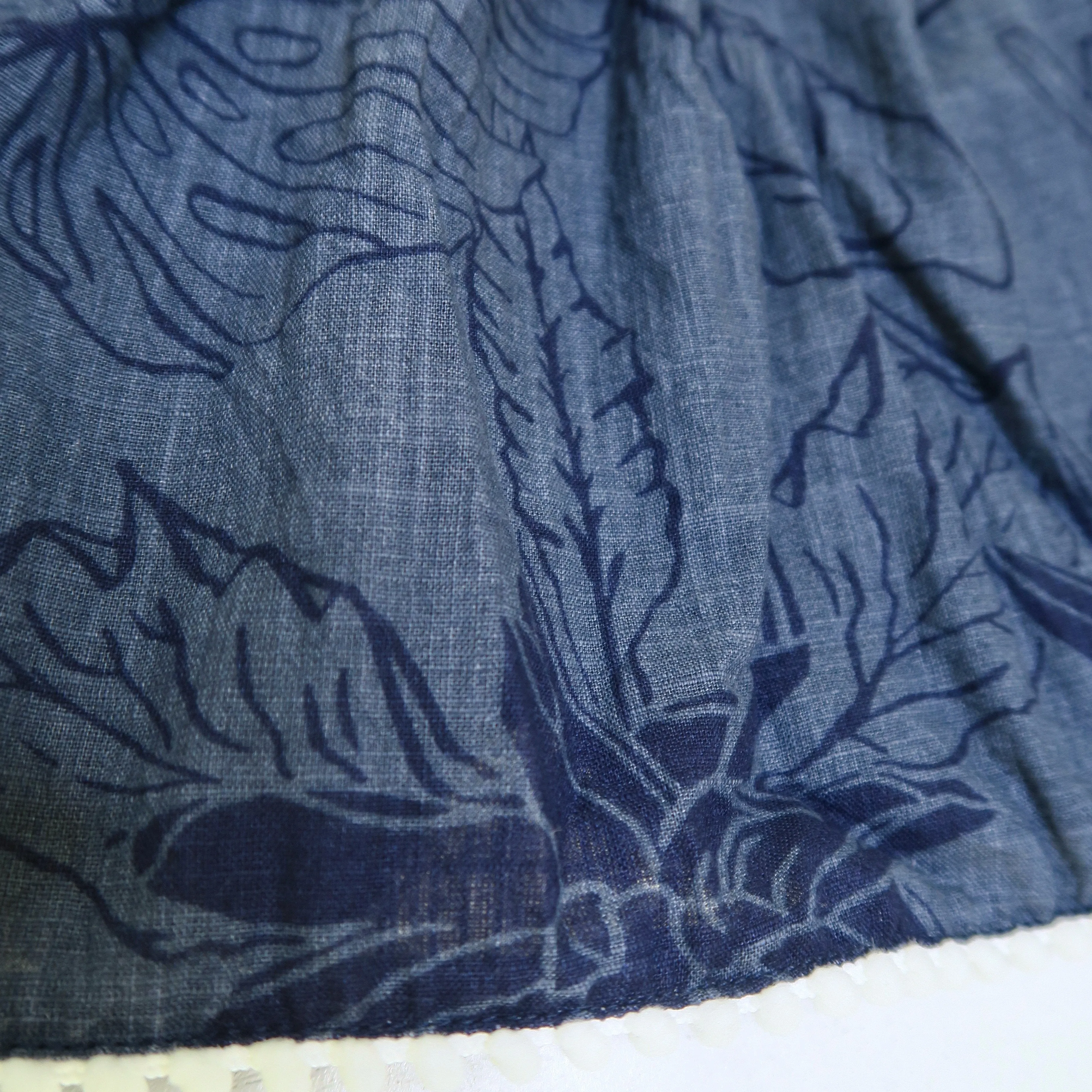 Periwinkle Dress in Navy Tropical Plants Print