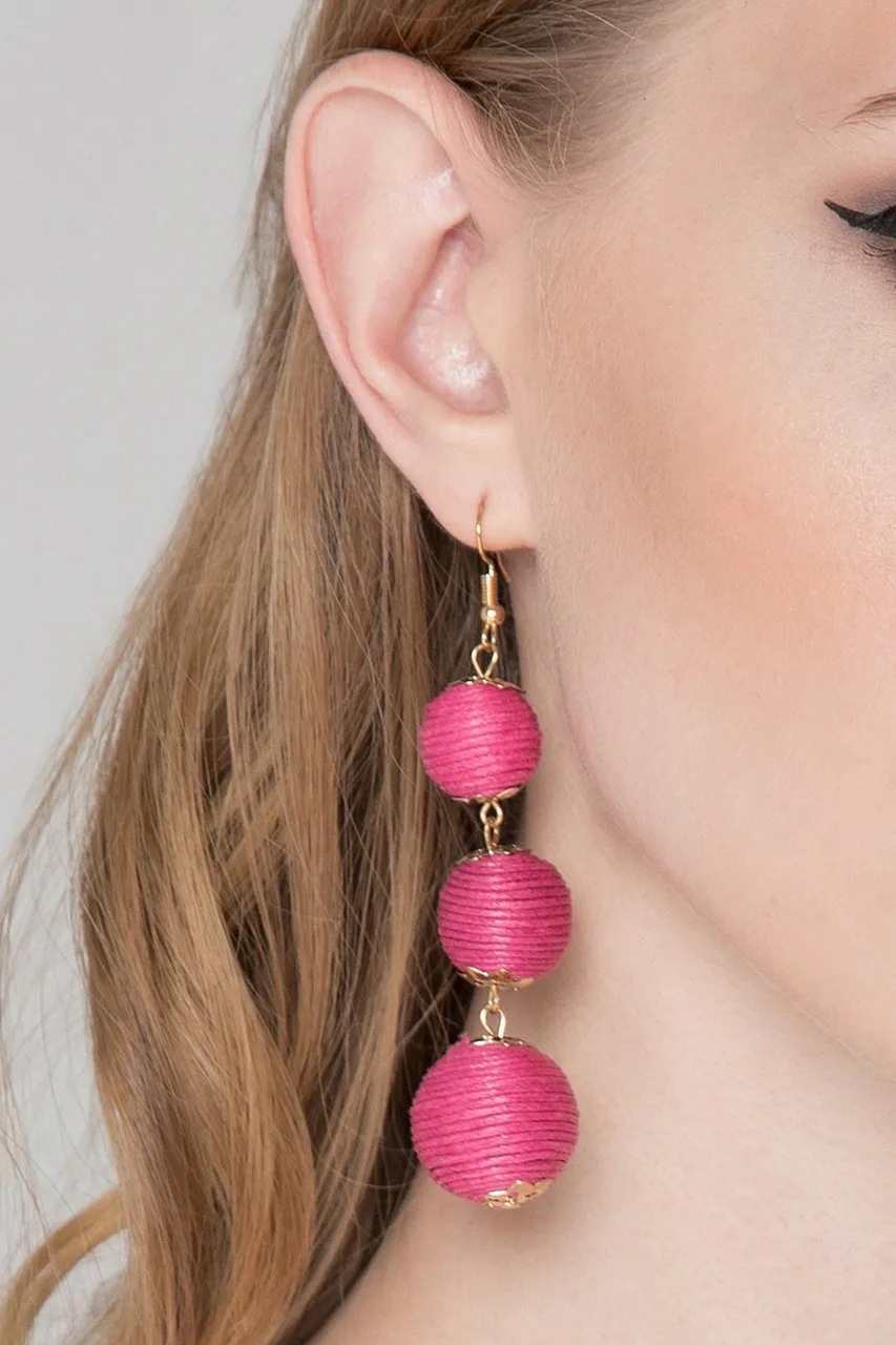 Pink Yarn Ball earrings