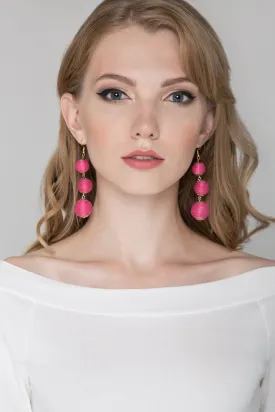 Pink Yarn Ball earrings
