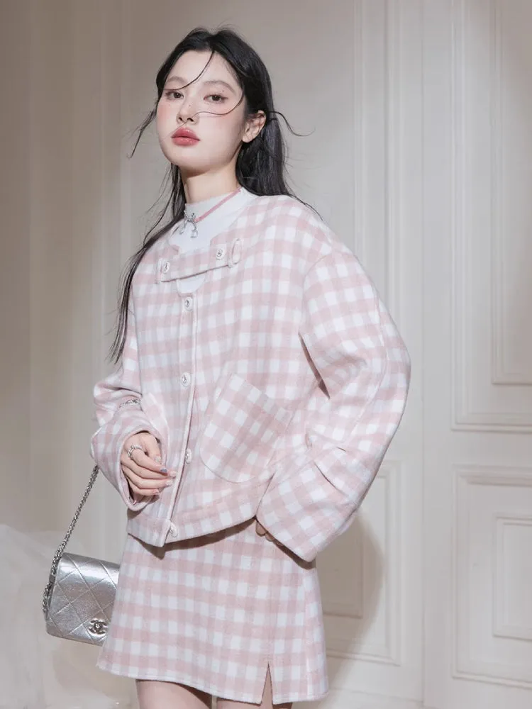 Plaid jacket   skirt【s0000007221】
