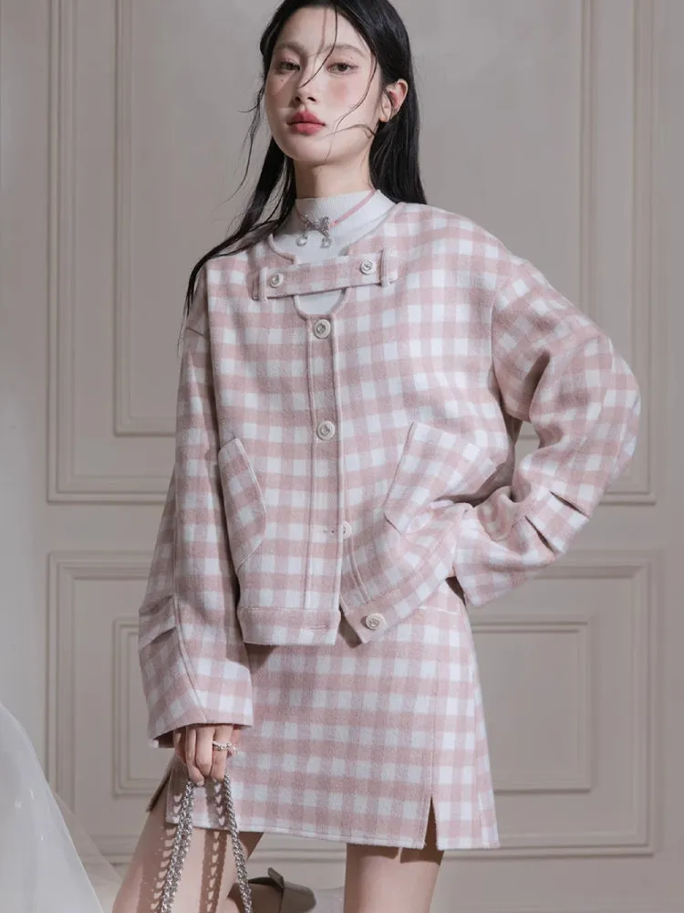 Plaid jacket   skirt【s0000007221】