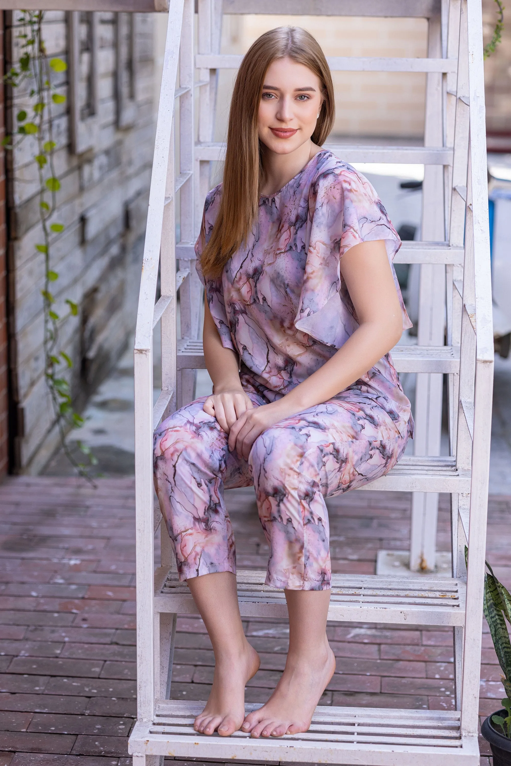 Printed Satin Co-ord set