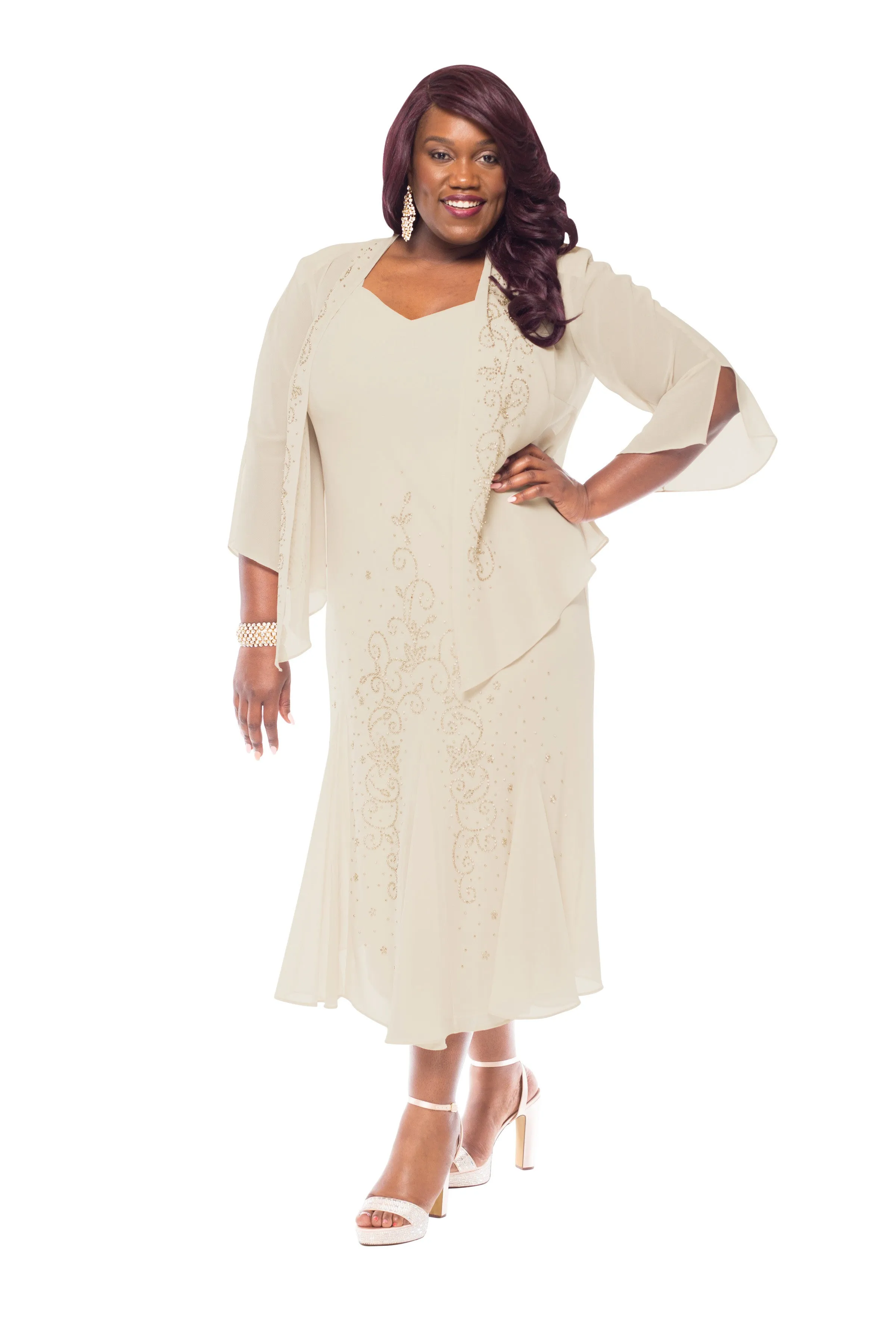 R&M Richards Women's Plus Size Beaded Jacket Dress - Mother of the Bride Dresses