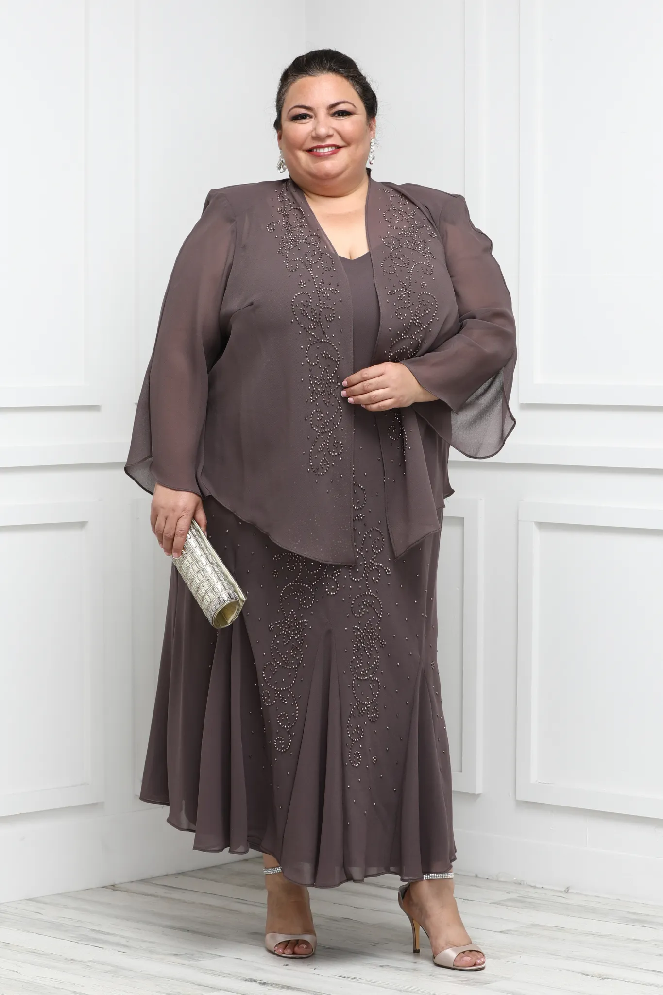 R&M Richards Women's Plus Size Beaded Jacket Dress - Mother of the Bride Dresses