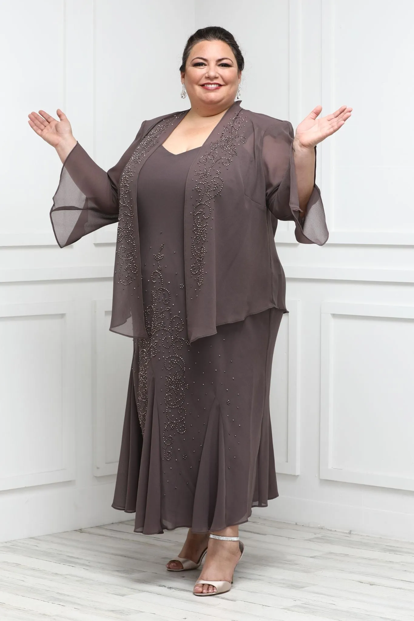 R&M Richards Women's Plus Size Beaded Jacket Dress - Mother of the Bride Dresses
