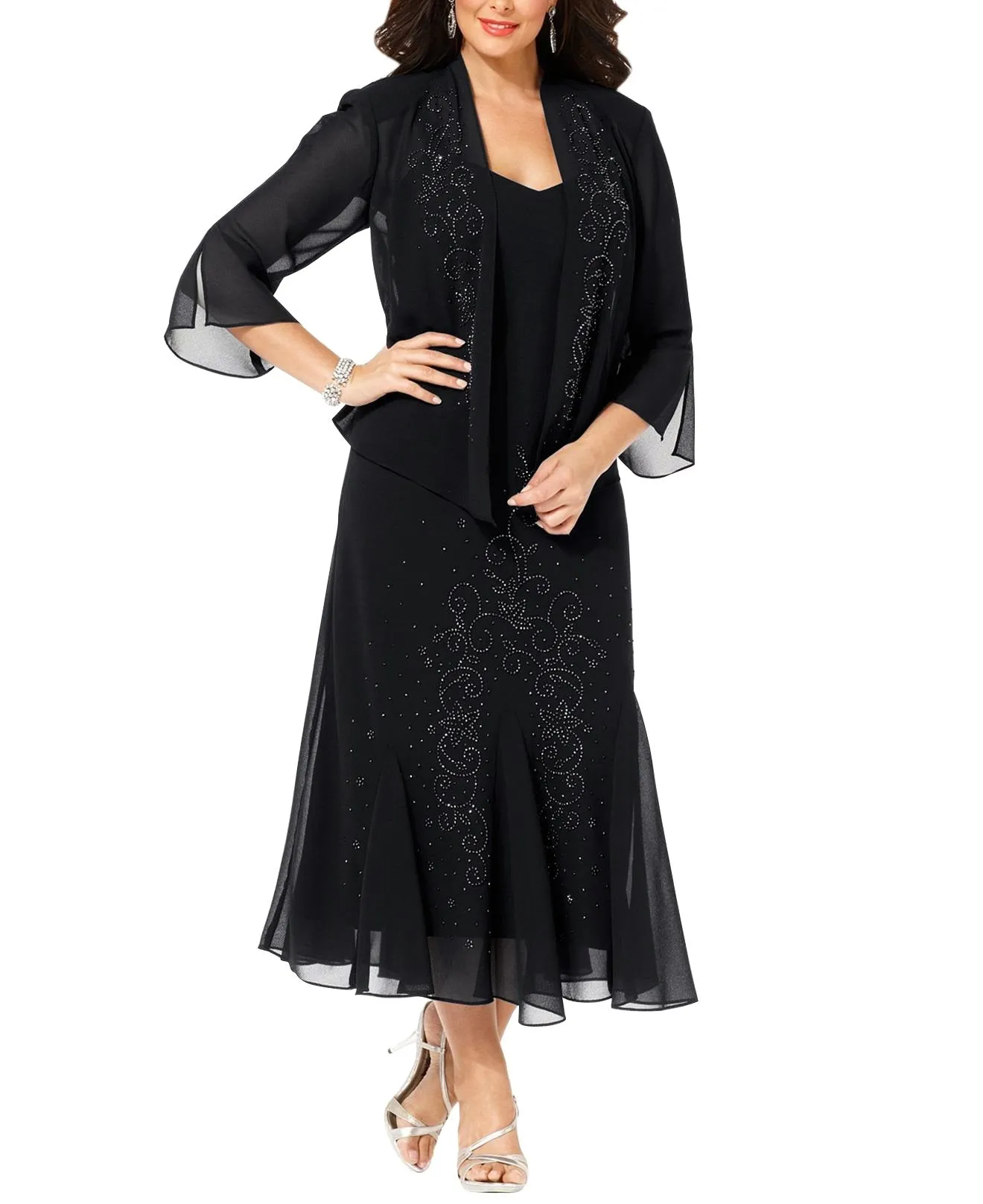 R&M Richards Women's Plus Size Beaded Jacket Dress - Mother of the Bride Dresses