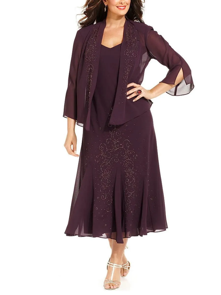 R&M Richards Women's Plus Size Beaded Jacket Dress - Mother of the Bride Dresses