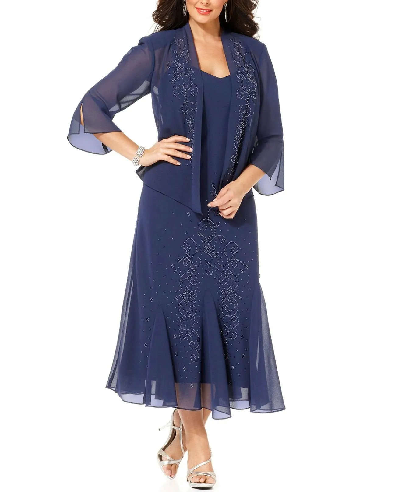 R&M Richards Women's Plus Size Beaded Jacket Dress - Mother of the Bride Dresses