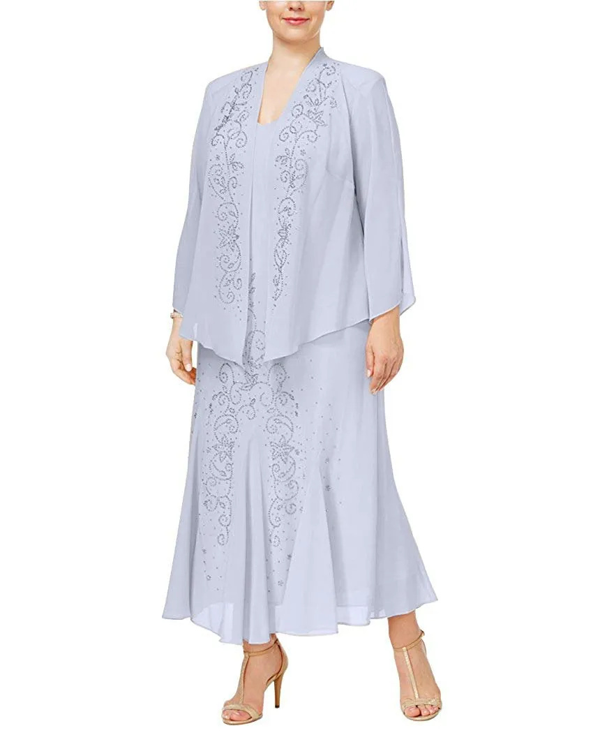 R&M Richards Women's Plus Size Beaded Jacket Dress - Mother of the Bride Dresses