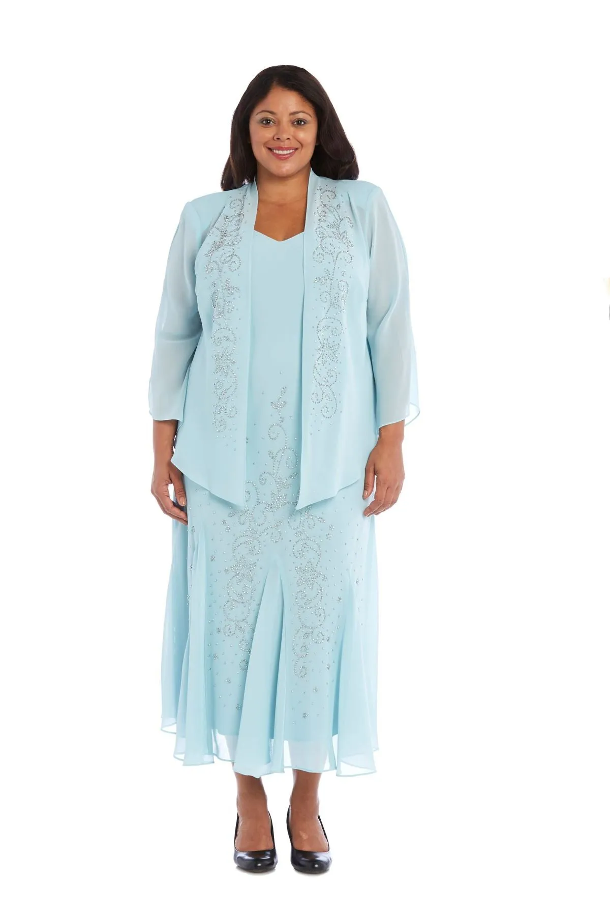R&M Richards Women's Plus Size Beaded Jacket Dress - Mother of the Bride Dresses