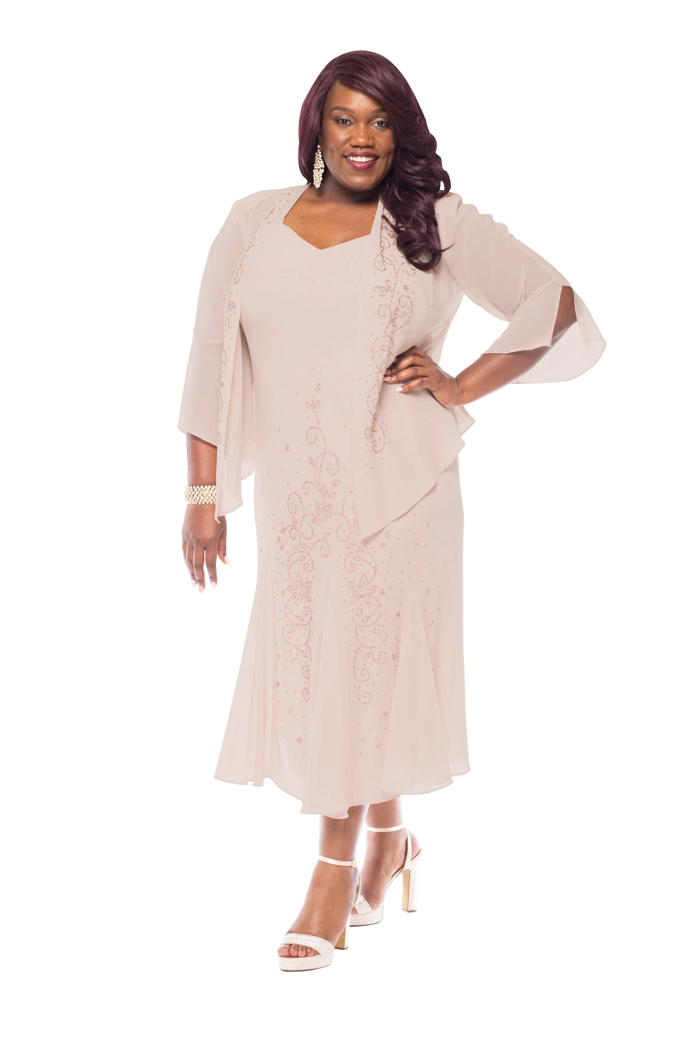 R&M Richards Women's Plus Size Beaded Jacket Dress - Mother of the Bride Dresses