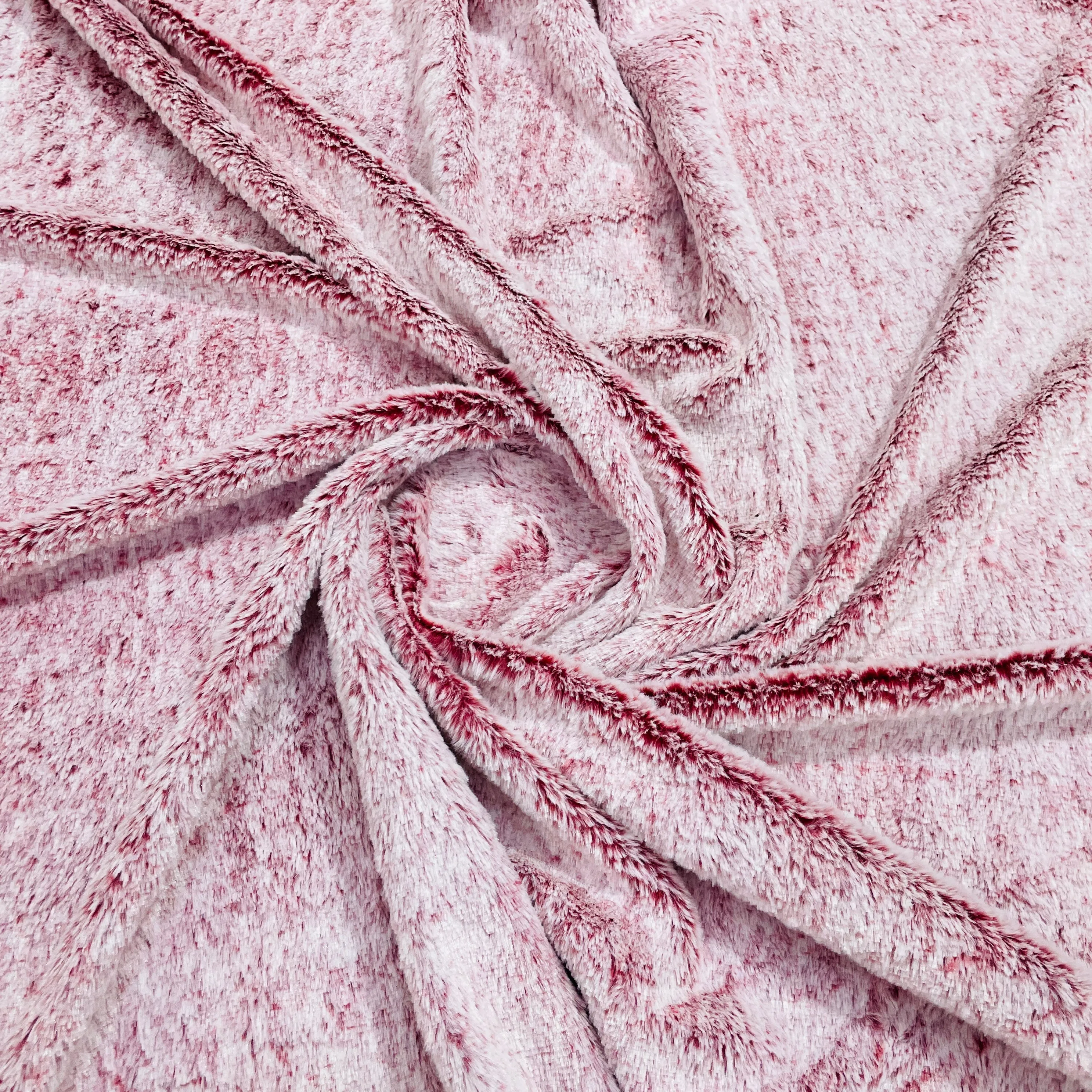 Red White Solid Fur Fabric 17