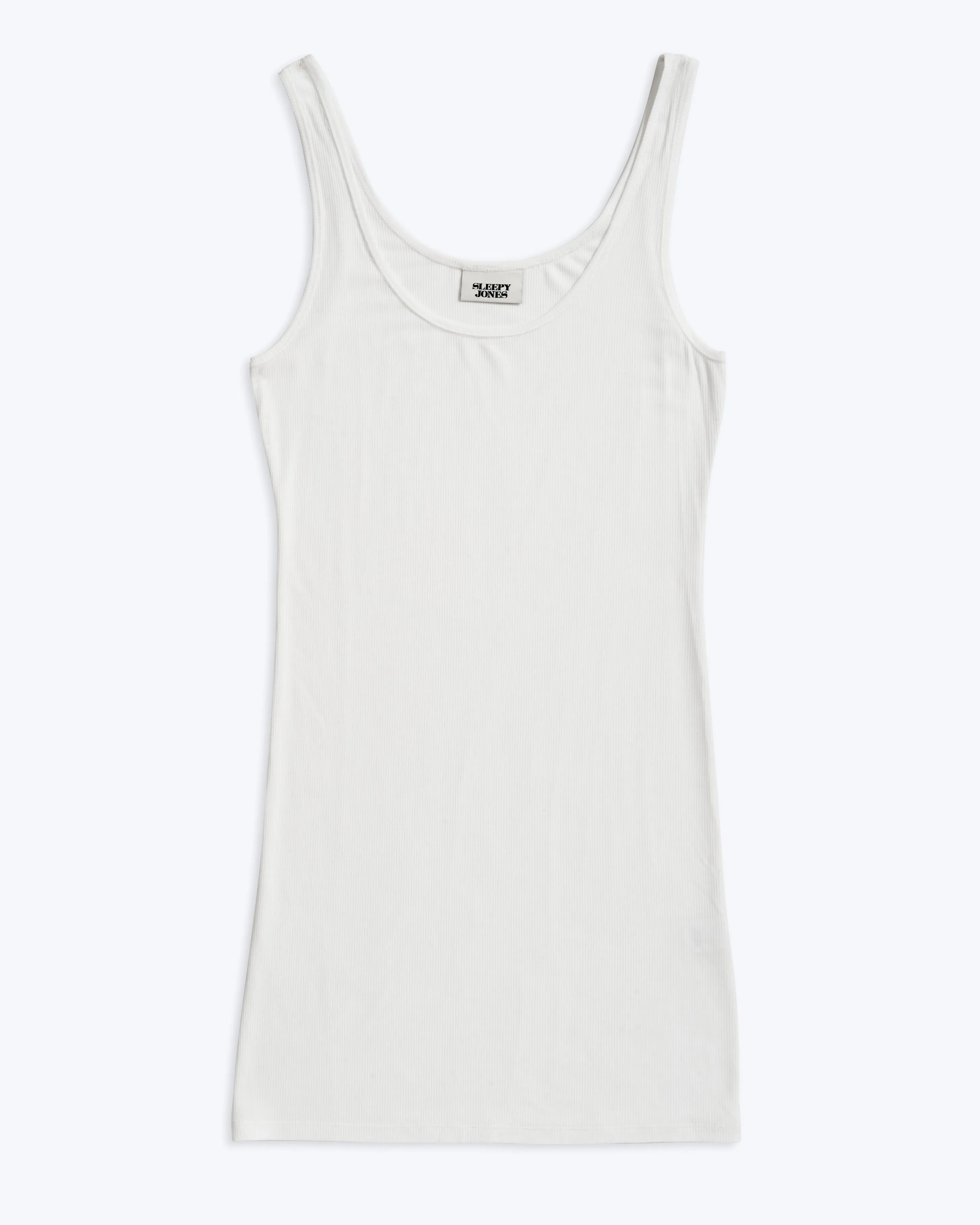Rib Tank Dress in White