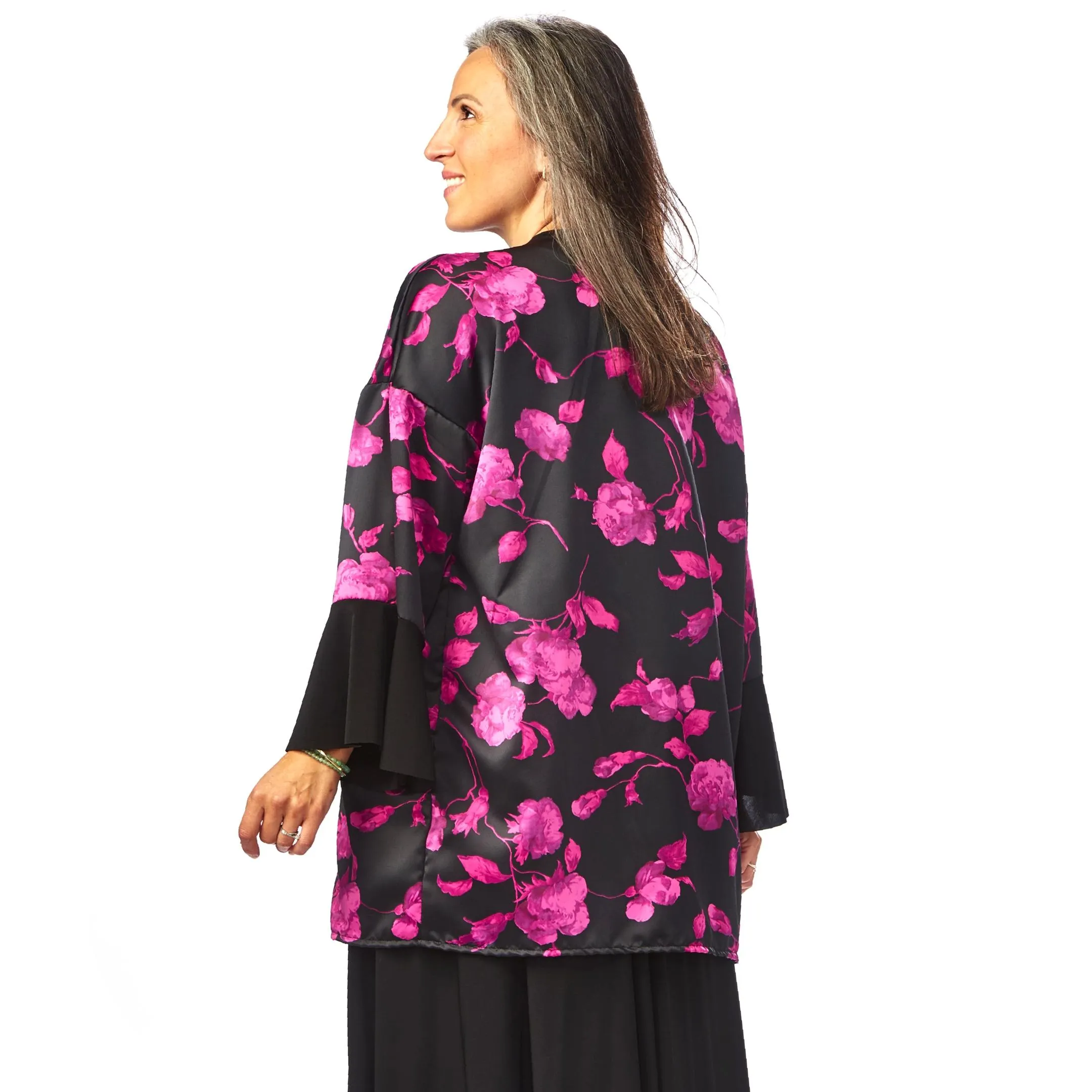 Ruffled Sleeve Short Kimono